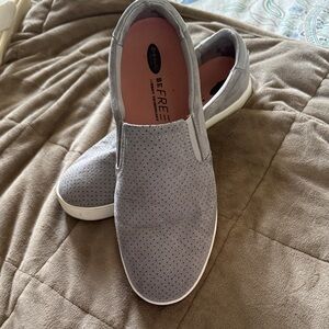 Dr. Scholl's Women's Light Gray Slip-On Perforated Flats